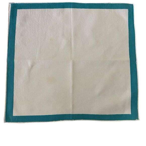 Lot of 6 Cloth Napkins Ivory Blue Stripe 14" x 13.25" Cotton Dining Vintage - Picture 2 of 4